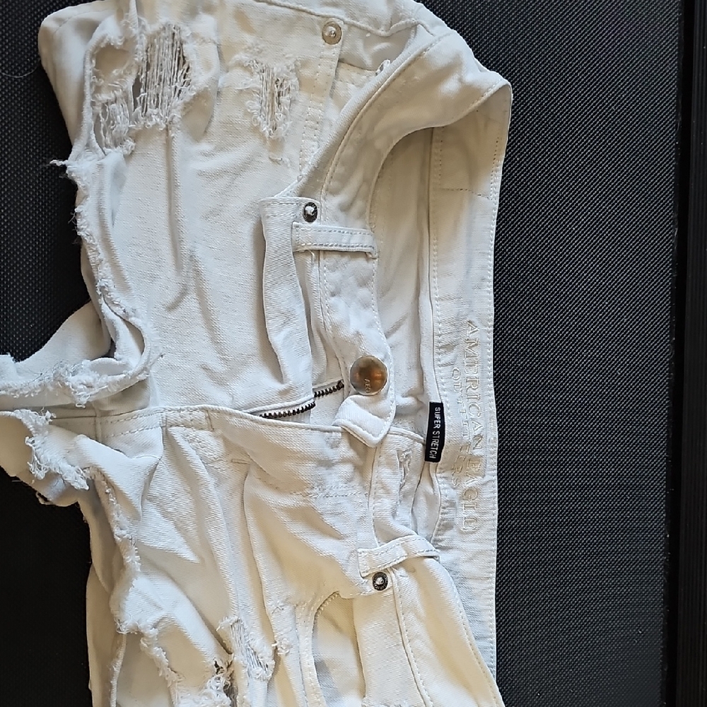American Eagle Outfitters White Distressed Shorts